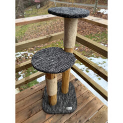 catzup double – Naturkratzbaum aus Birke für Katzen | Kratzbaum mit zwei Liegeflächen aus Vollholz