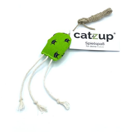 catzup „MAUSERL“ - Hellgrün mit Kätzchen - Katzenspielzeug aus Naturmaterialien – Bild 4