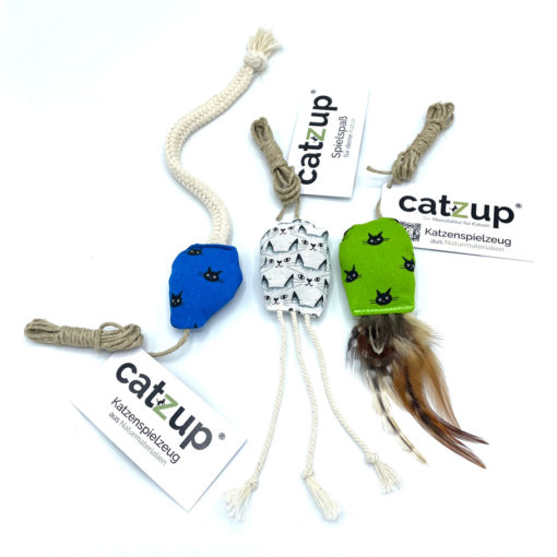 catzup „Kätzchenspaß“ - 3er-Set - Katzenspielzeug aus Naturmaterialien