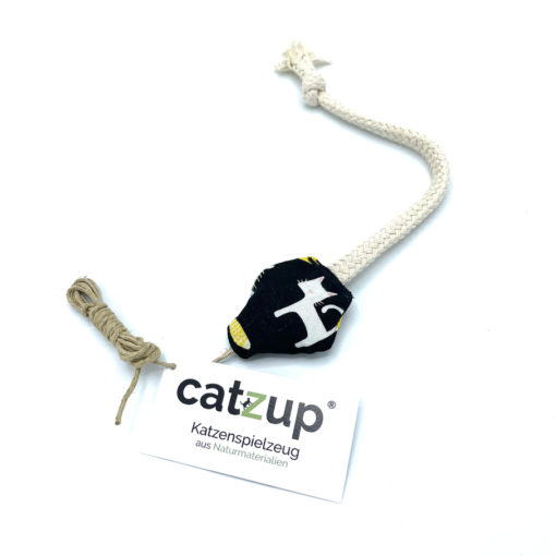 catzup „ SCHLANGERL“ – Katzen auf Schwarz – Katzenspielzeug aus Naturmaterialien – Bild 3