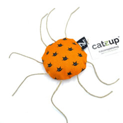 catzup „SPINNE“ - Orange mit Kätzchen - Katzenspielzeug aus Naturmaterialien