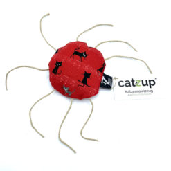 catzup „SPINNE“ - Rot mit Kätzchen - Katzenspielzeug aus Naturmaterialien