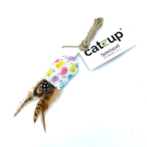 catzup „VOGERL“ - Birds Family / Pink - Katzenspielzeug aus Naturmaterialien – Bild 3