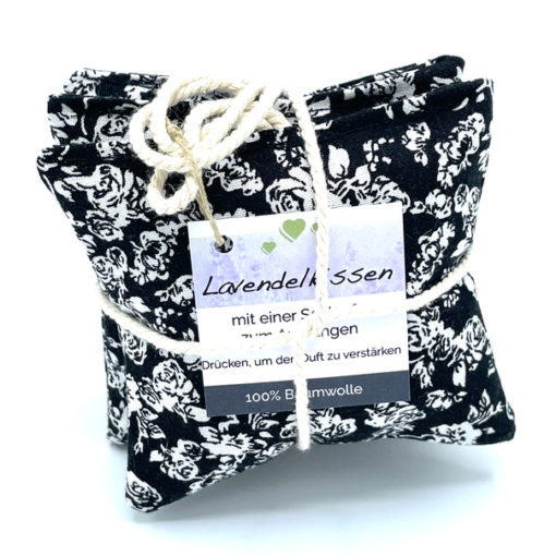 Lavendelkissen mit Aufhängeschleife - "Blümchen-SW" - 3er Set – Bild 10