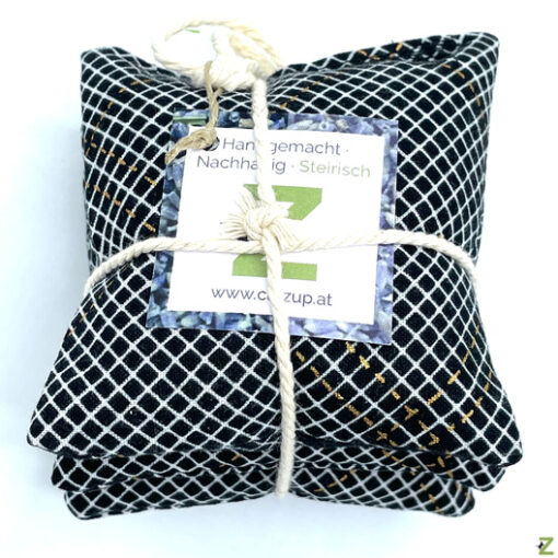 Lavendelkissen mit Aufhängeschleife - Gitter Schwarz - 3er Set – Bild 3