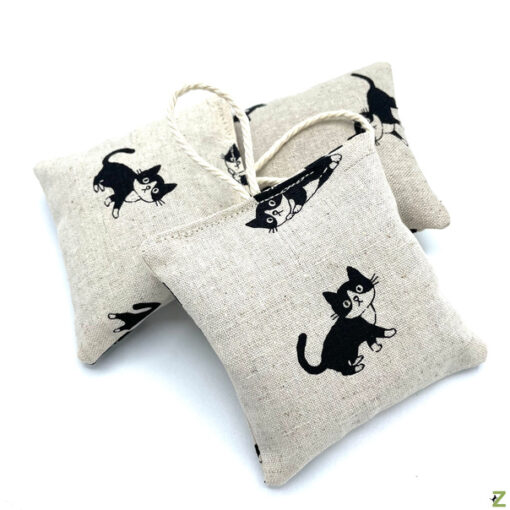Lavendelkissen mit Aufhängeschleife - Katzen Beige - 3er Set