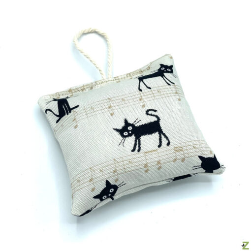 Lavendelkissen mit Aufhängeschleife - Katzen Beige Musik - 3er Set – Bild 5