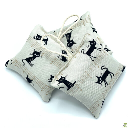 Lavendelkissen mit Aufhängeschleife - Katzen Beige Musik - 3er Set