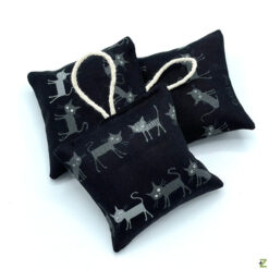 Lavendelkissen mit Aufhängeschleife - Katzen Schwarz - 3er Set