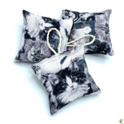 Lavendelkissen mit Aufhängeschleife - Katzenbilder Grau - 3er Set