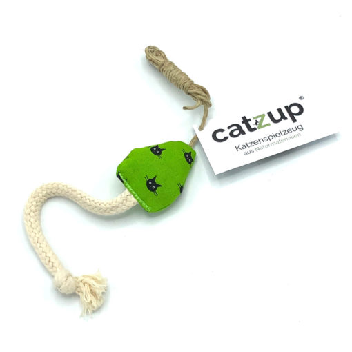 catzup „ SCHLANGERL“ – Hellgrün mit Kätzchen – Katzenspielzeug aus Naturmaterialien – Bild 2