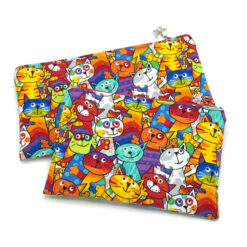 Praktisches Täschchen - Motiv "Comic Cats" - Tasche für dich | Stifte-, Krims-Krams- oder Kosmetiktasche (Größe wählbar)
