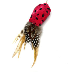 Katzenspielzeug Vogerl mit Federn und Stoffmuster in Melonenkerne, Anhänger