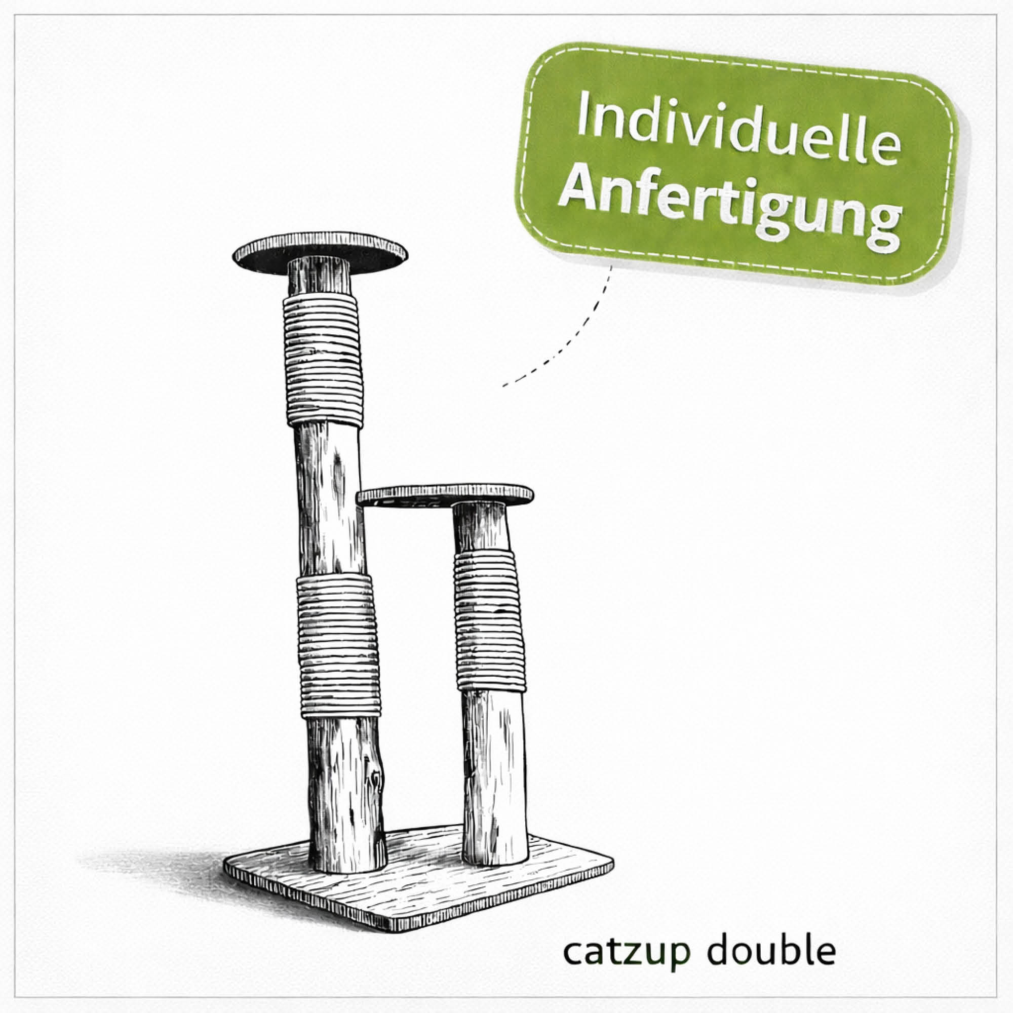 Naturkratzbaum catzup double aus steirischem Holz mit zwei Liegeflächen für Katzen